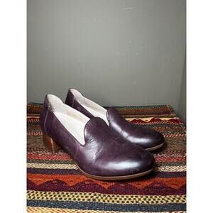 Dansko Women's 36 Preston Casual Loafers Heels Purple Leather Slip On